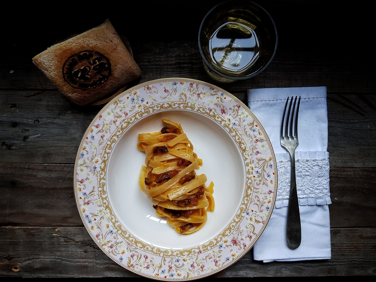 Pasta guanciale e zabaione di pecorino