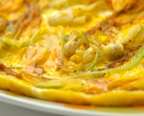 Omelette con fiori di zucca e Pecorino Toscano DOP